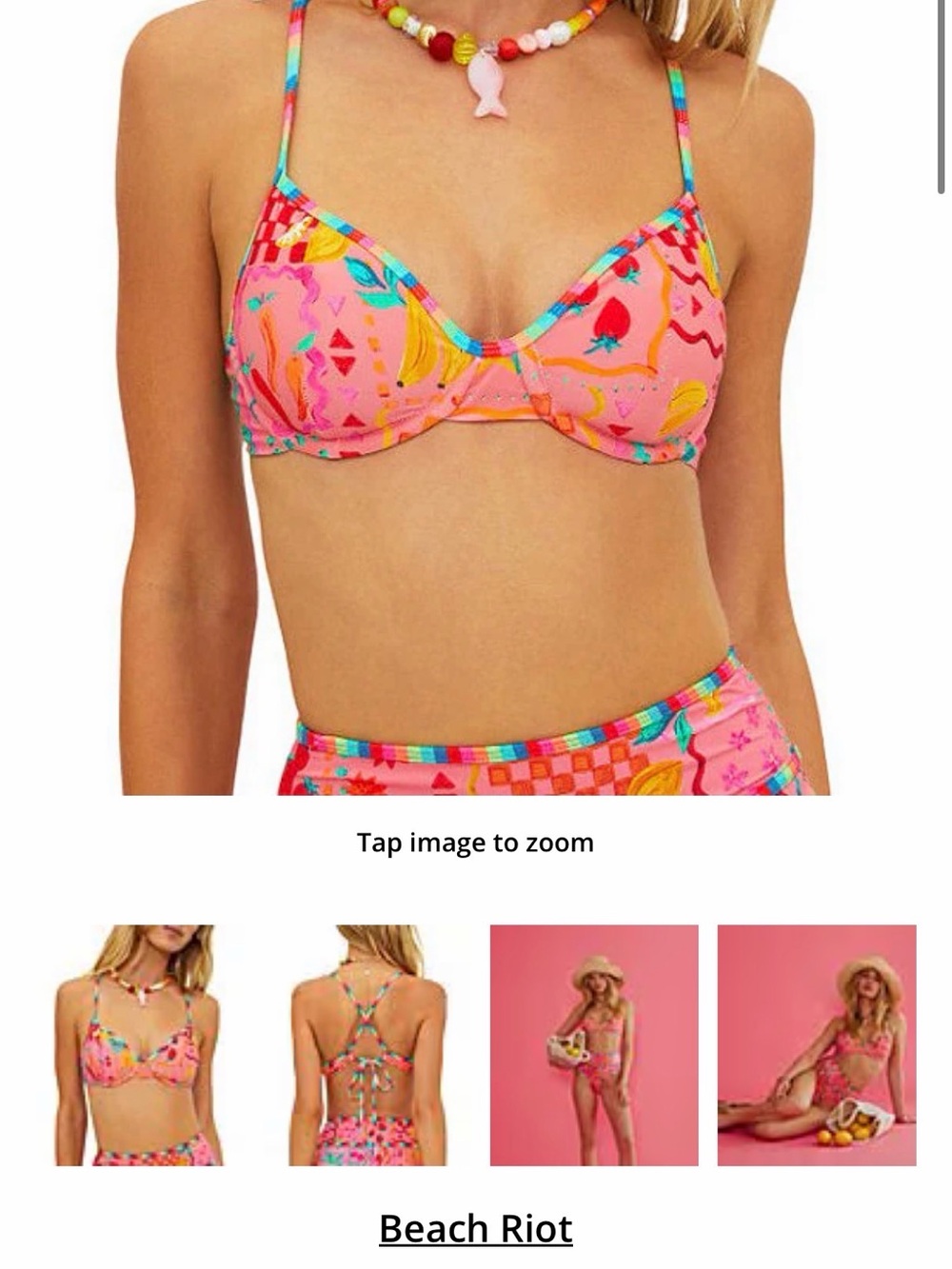 Beach Riot Pink Tropical Print Underwire Bikini Top